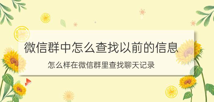 微信群中怎么查找以前的信息 怎么样在微信群里查找聊天记录？